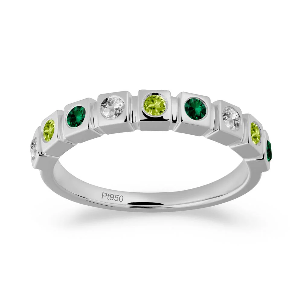 Peridot and Emerald and White Topaz Multi-Stone Ring