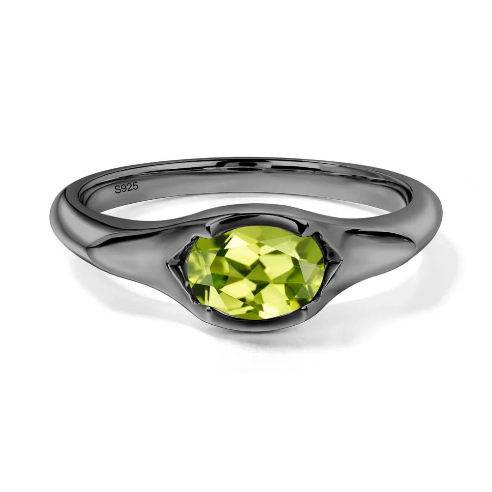 Peridot Bezel Set Oval Engagement Ring - Image 2