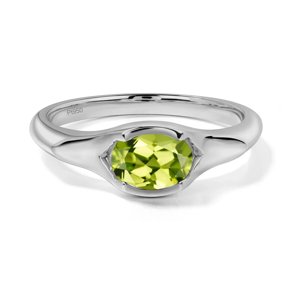 Peridot Bezel Set Oval Engagement Ring - Image 5