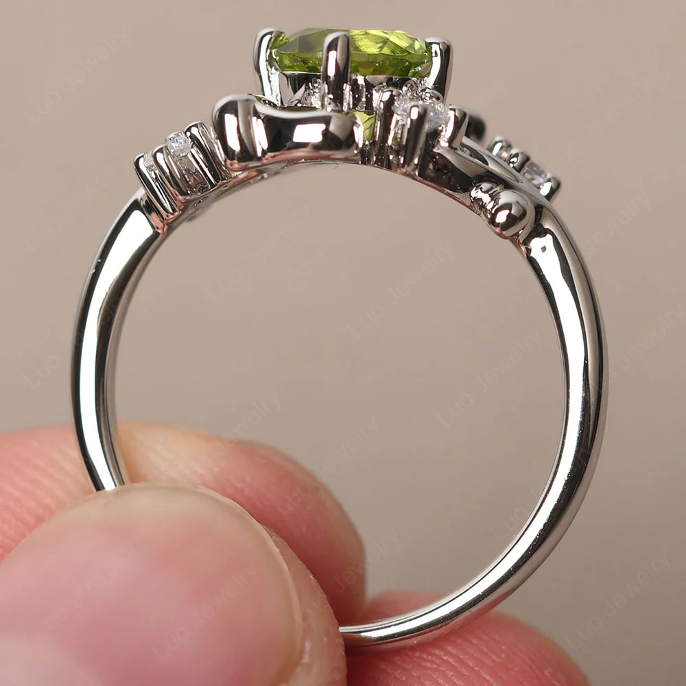 Peridot Intricate Engagement Ring - Image 4