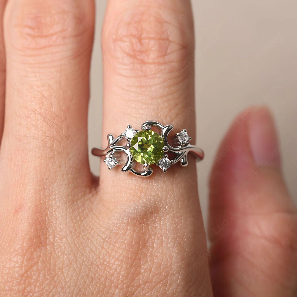 Peridot Intricate Engagement Ring - Image 5