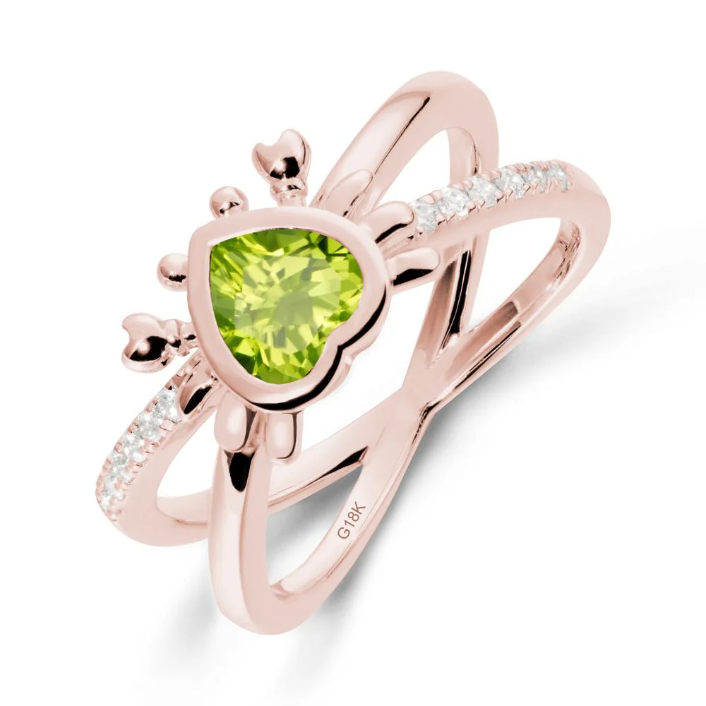 Peridot Criss Cross Double Band Crab Ring - Image 5