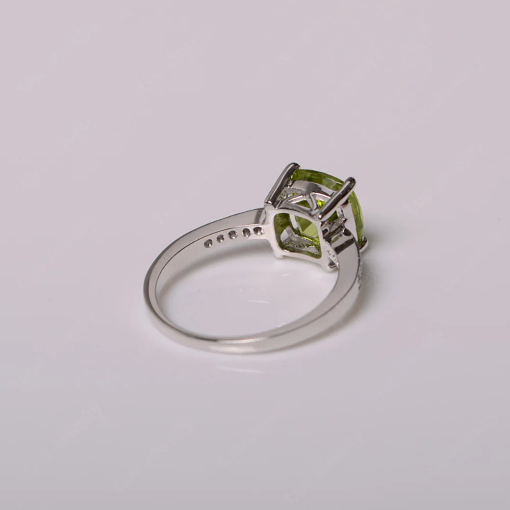 Simple Cushion Cut Peridot Promise Ring - Image 4