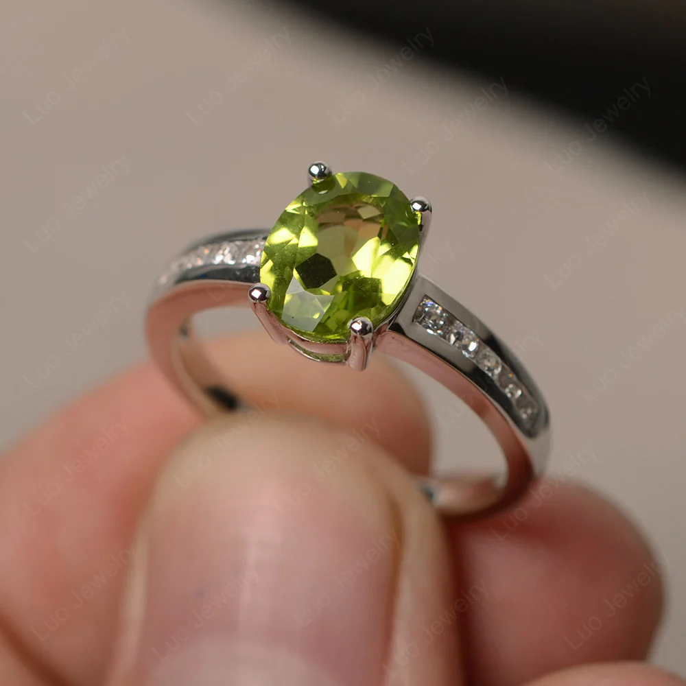 Classic Oval Peridot Engagement Ring - Image 2