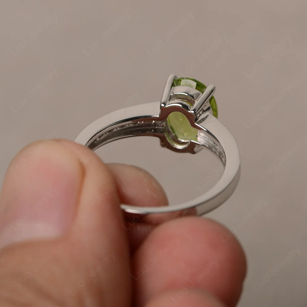 Classic Oval Peridot Engagement Ring - Image 3