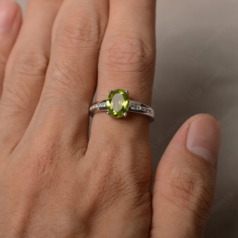 Classic Oval Peridot Engagement Ring - Image 4