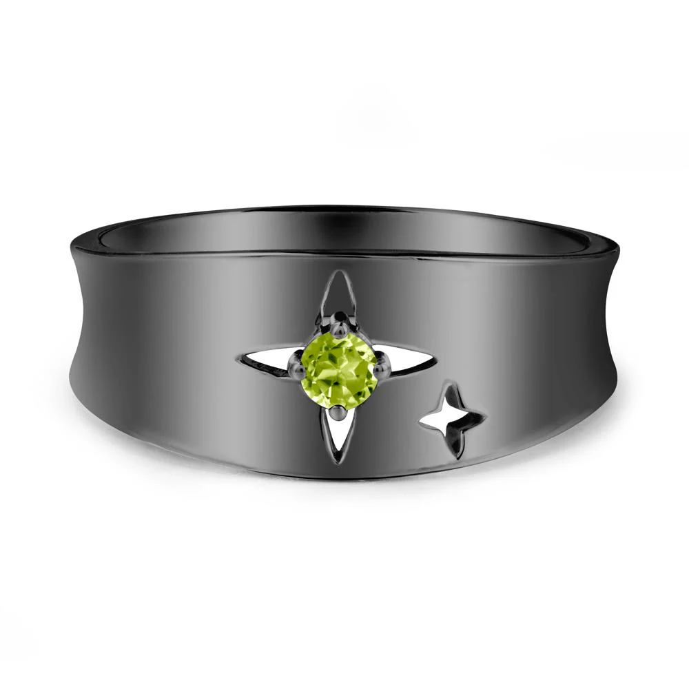 Peridot Four Point Star Ring