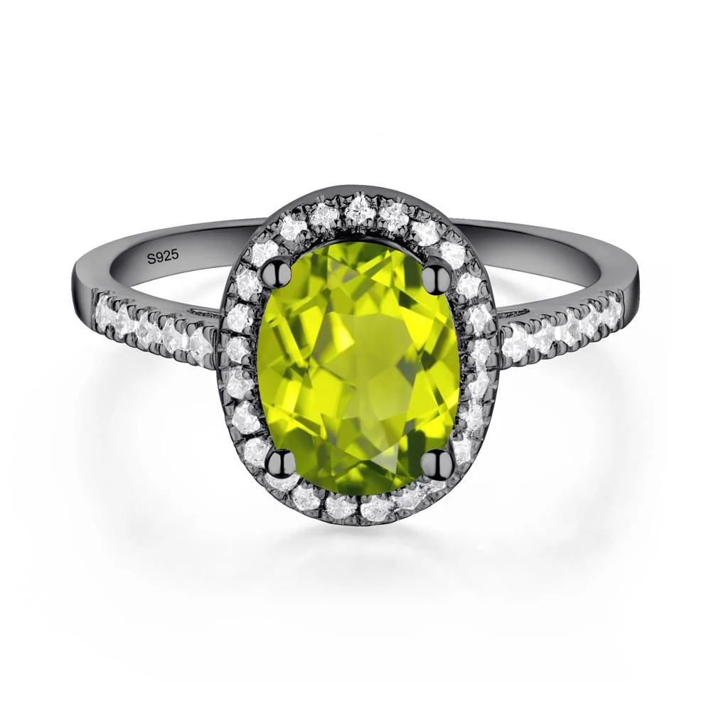 Oval Peridot Halo Ring
