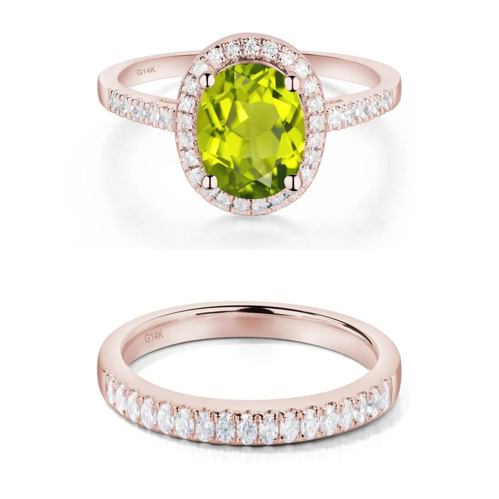 Oval Peridot Halo Ring - Image 11