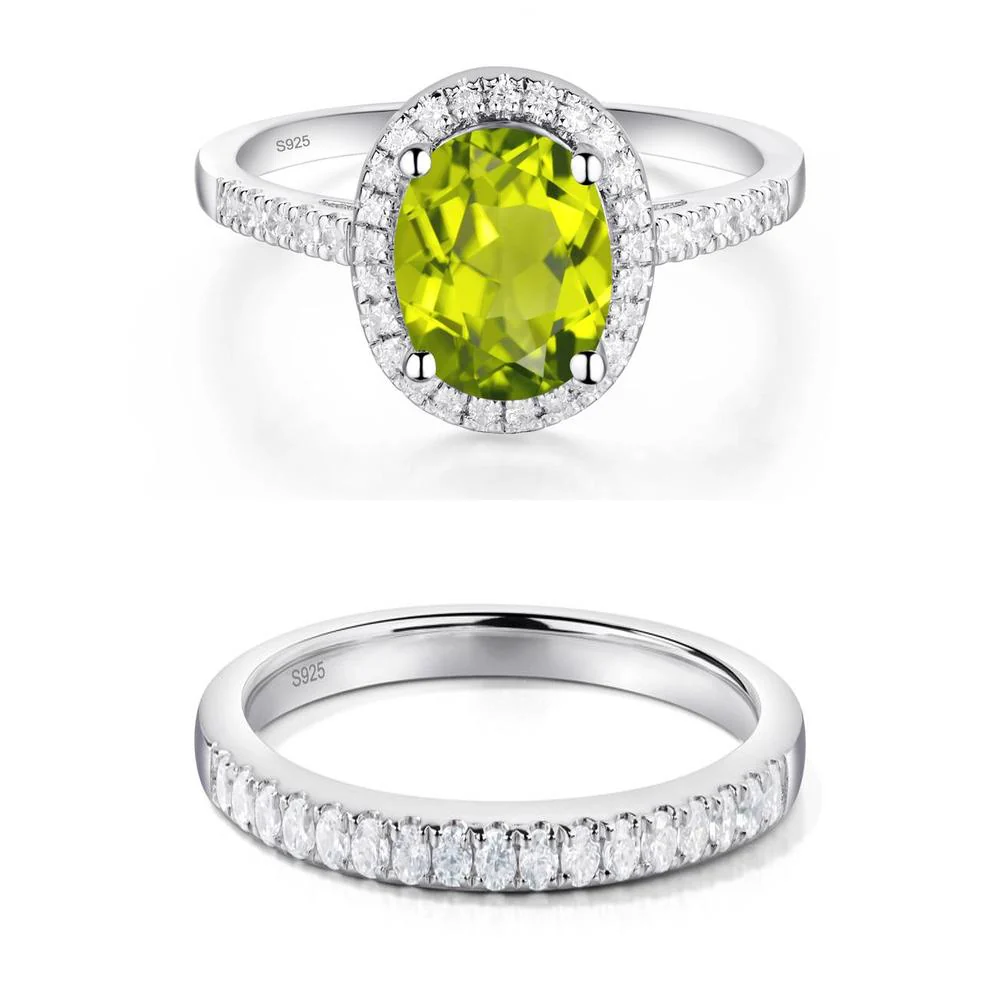 Oval Peridot Halo Ring - Image 27