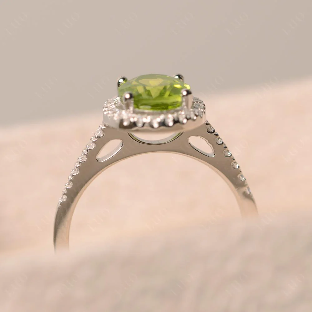 Oval Peridot Halo Ring - Image 31