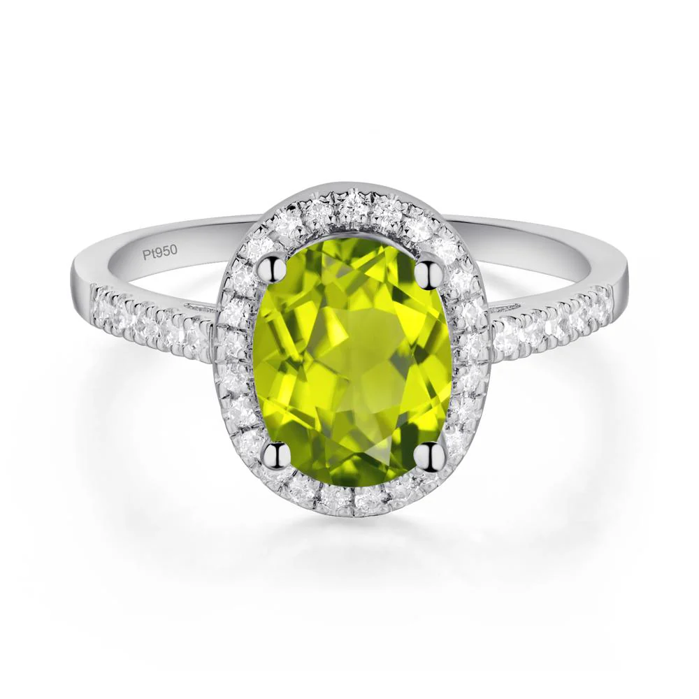 Oval Peridot Halo Ring - Image 6