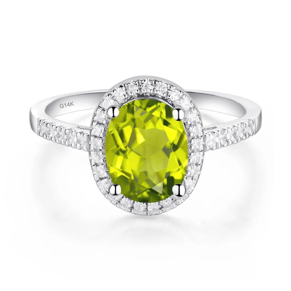 Oval Peridot Halo Ring - Image 8