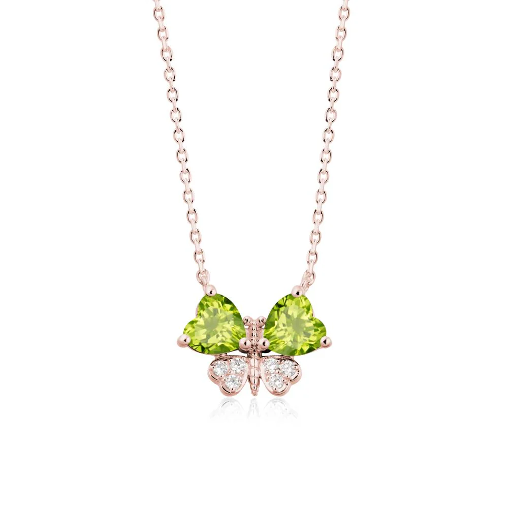 Peridot Heart Shaped Wings Butterfly Necklace - Image 5