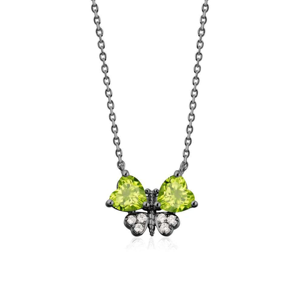 Peridot Heart Shaped Wings Butterfly Necklace - Image 8