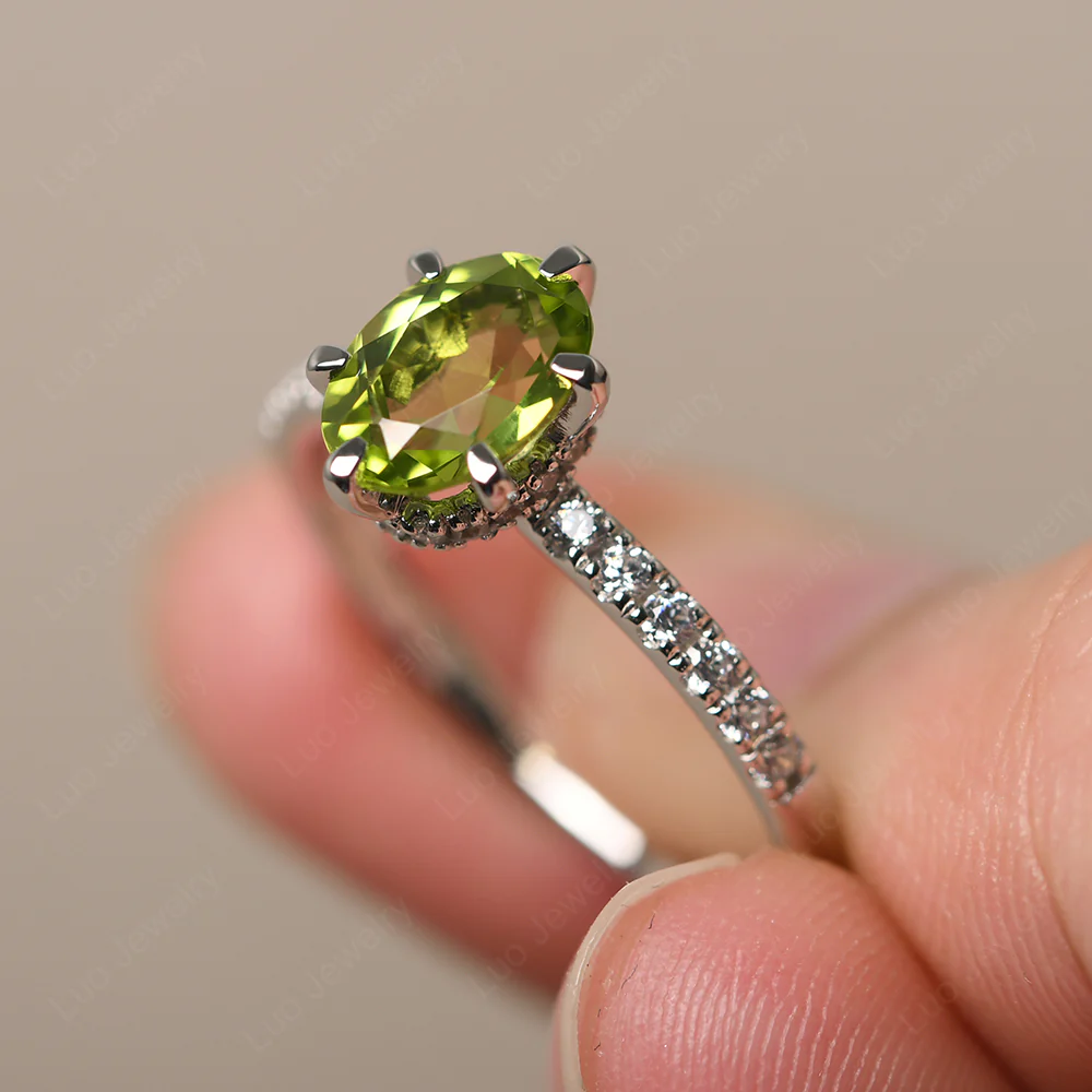 Peridot Hidden Halo Ring - Image 2