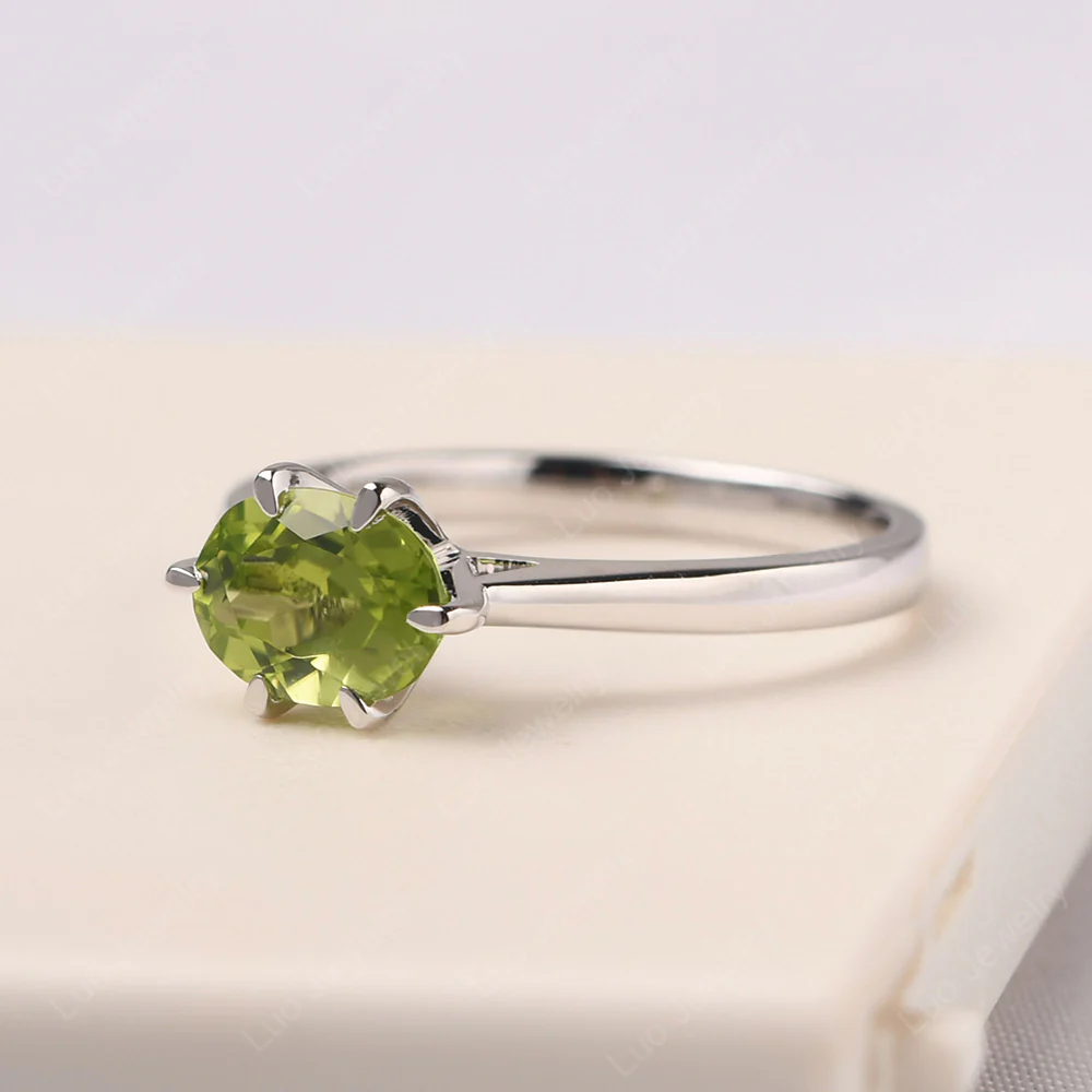 Peridot Six Prong Oval Engagement Ring - Image 2