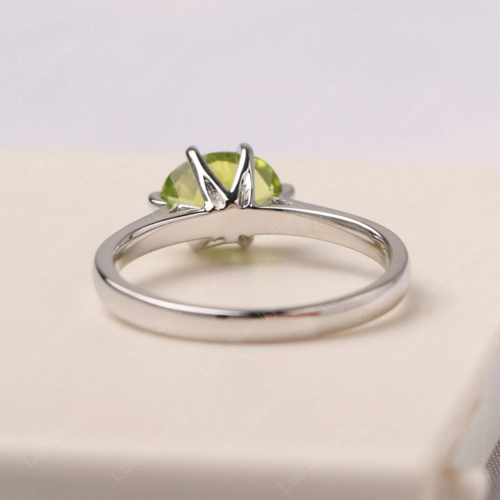 Peridot Six Prong Oval Engagement Ring - Image 3