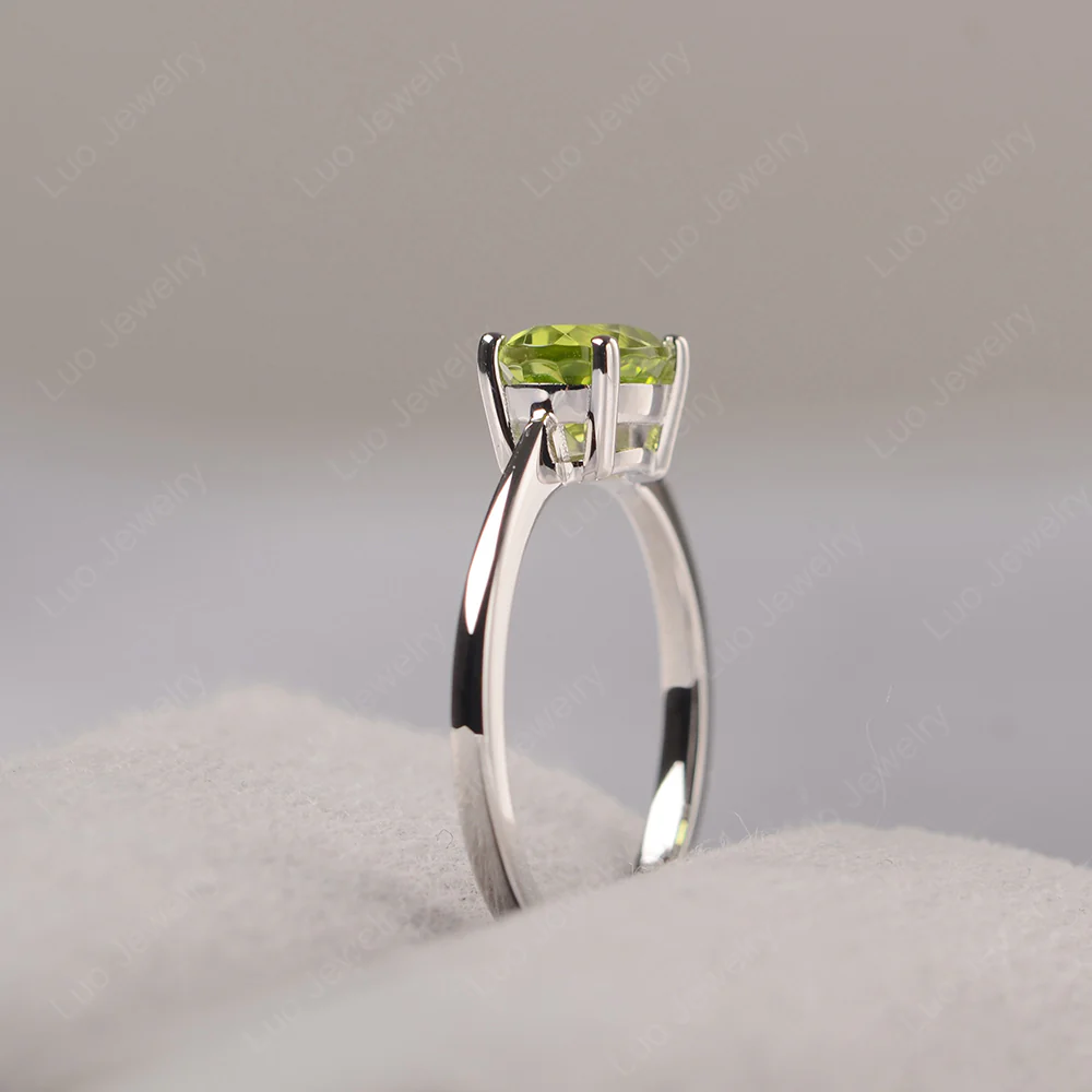 Peridot Oval Solitaire Engagement Ring - Image 4