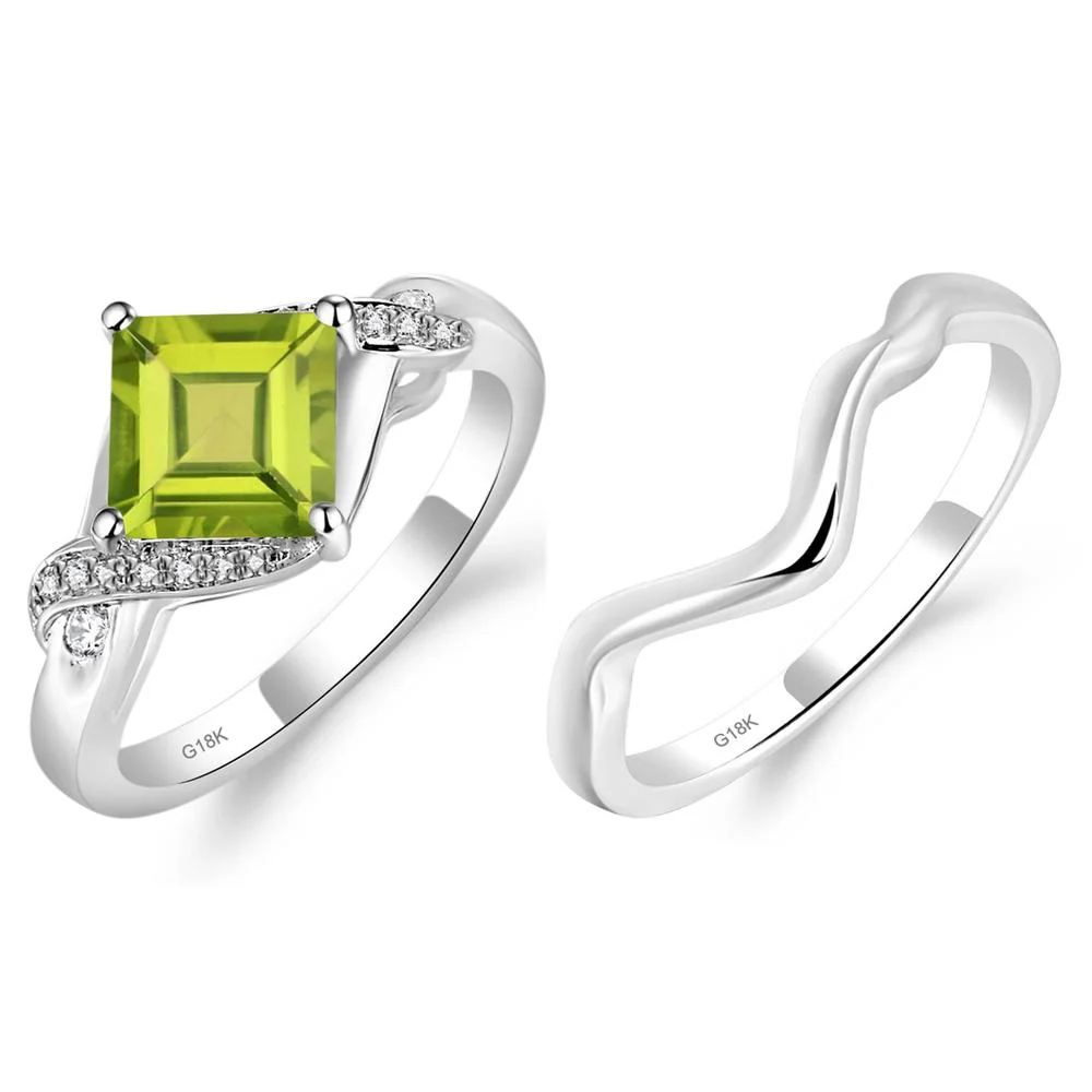 Peridot Kite Set Square Cut Ring - Image 15