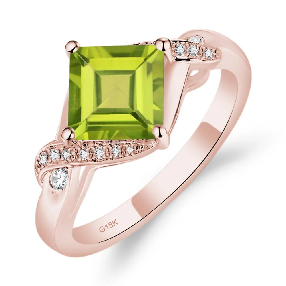 Peridot Kite Set Square Cut Ring - Image 2