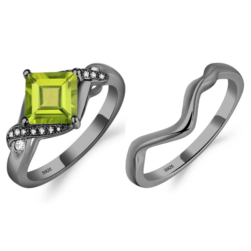 Peridot Kite Set Square Cut Ring - Image 23