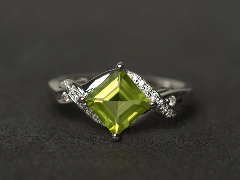Peridot Kite Set Square Cut Ring - Image 29