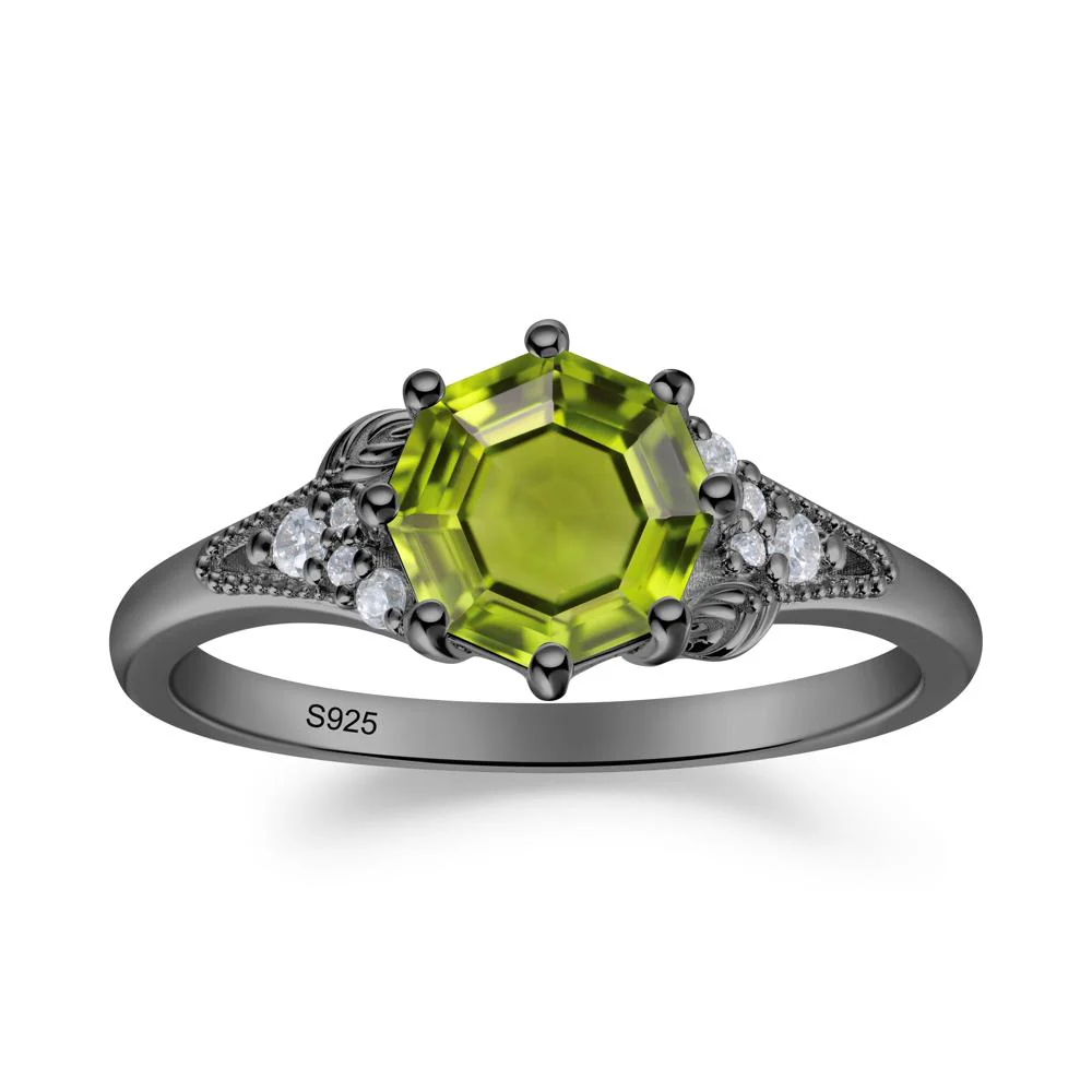 Peridot Leaf and Milgrain Ring - Image 2