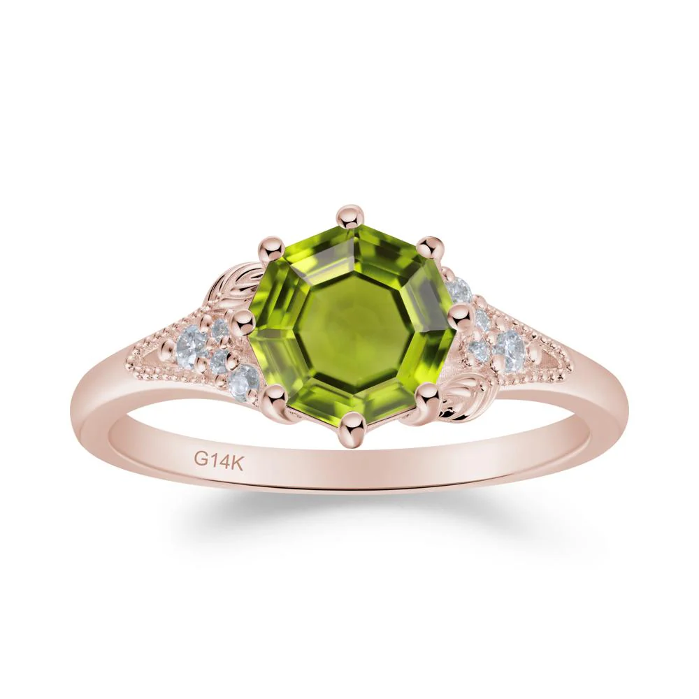 Peridot Leaf and Milgrain Ring - Image 3