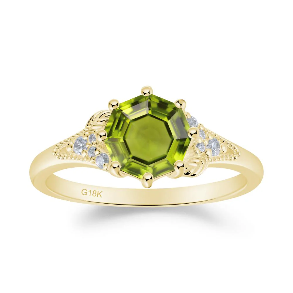 Peridot Leaf and Milgrain Ring - Image 5