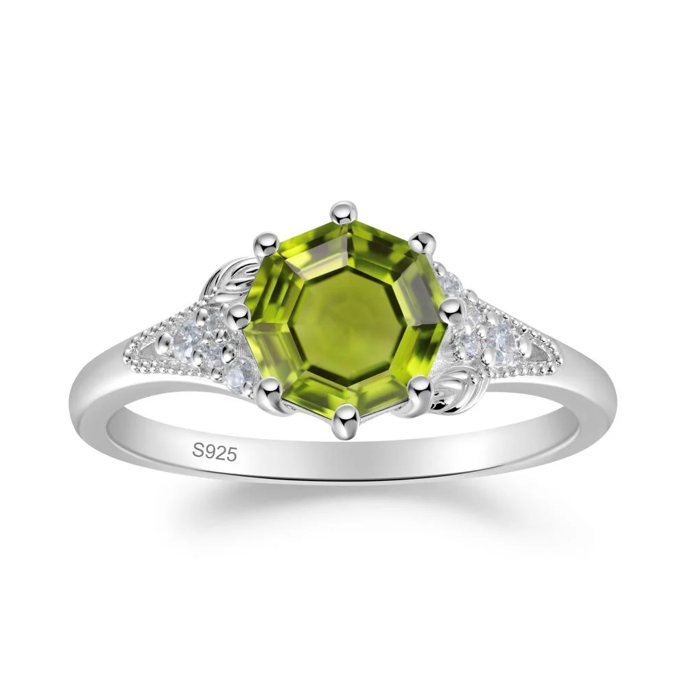 Peridot Leaf and Milgrain Ring - Image 6