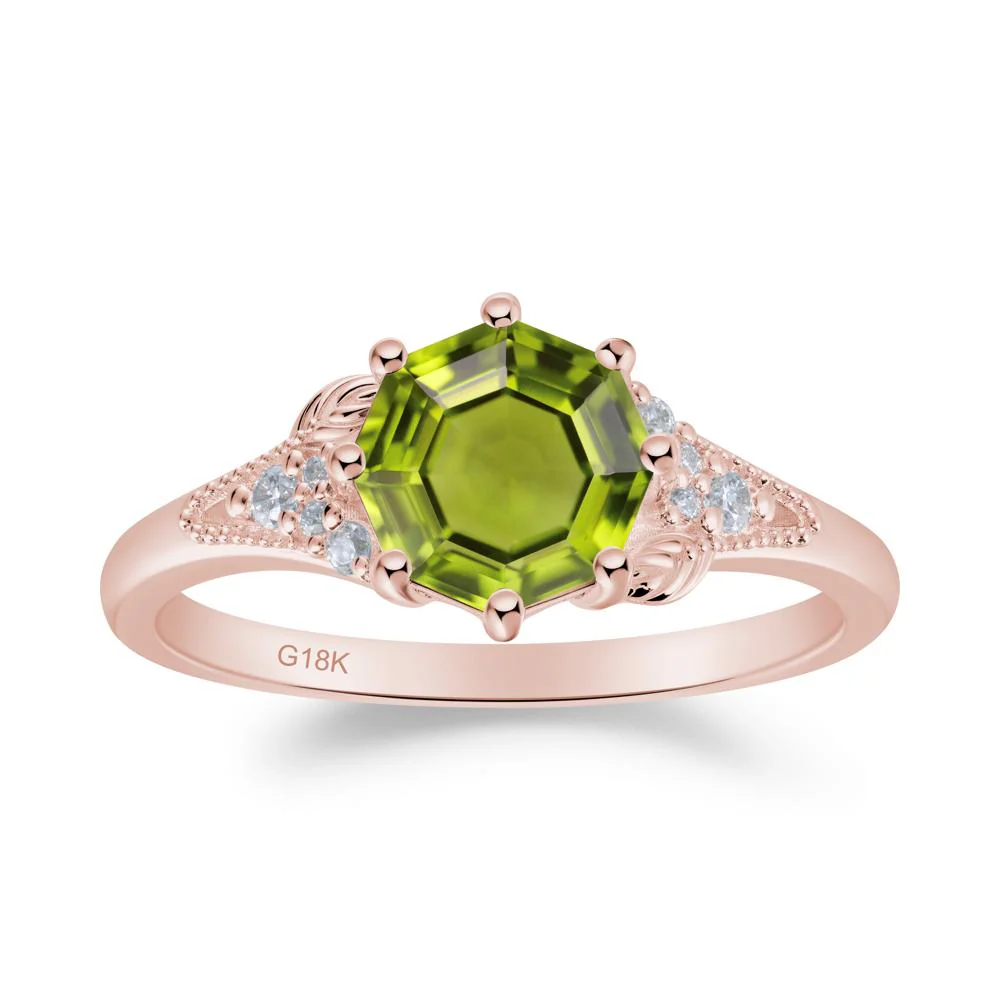 Peridot Leaf and Milgrain Ring - Image 8