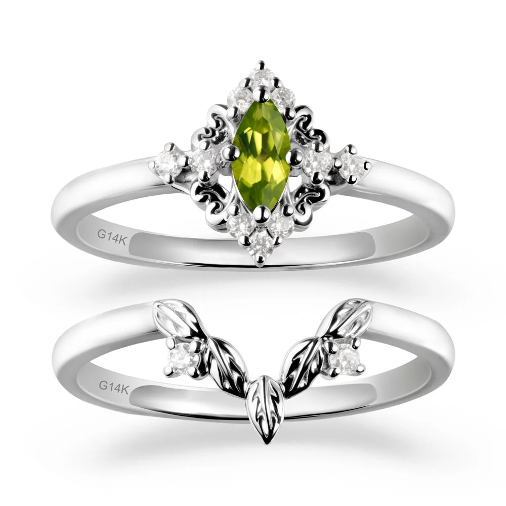 Peridot Leaf Inspired Leaf Inspired Ring Sets - Image 3