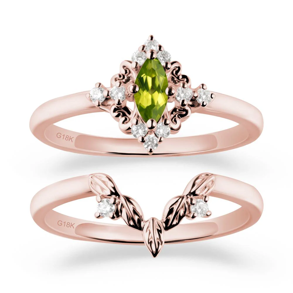 Peridot Leaf Inspired Leaf Inspired Ring Sets - Image 5