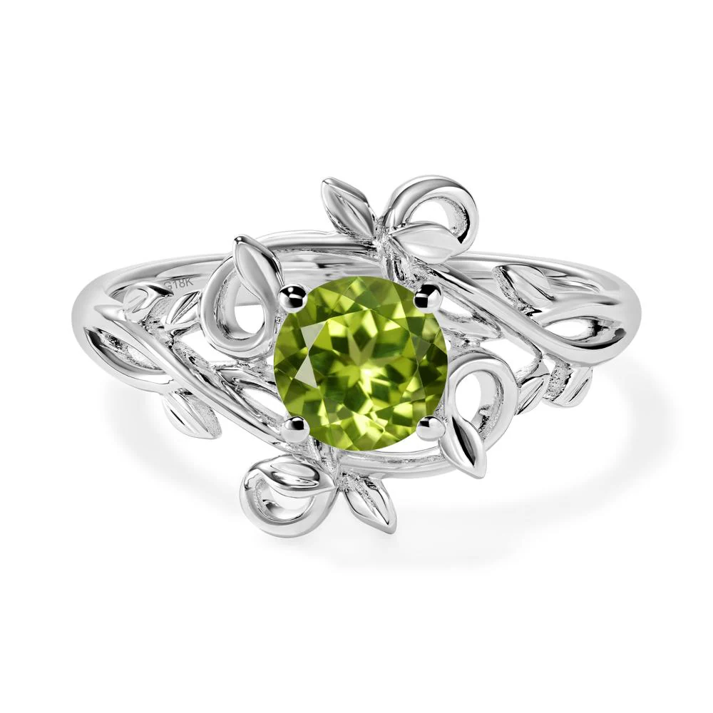 Peridot Leaf and Vine Engagement Ring - Image 7