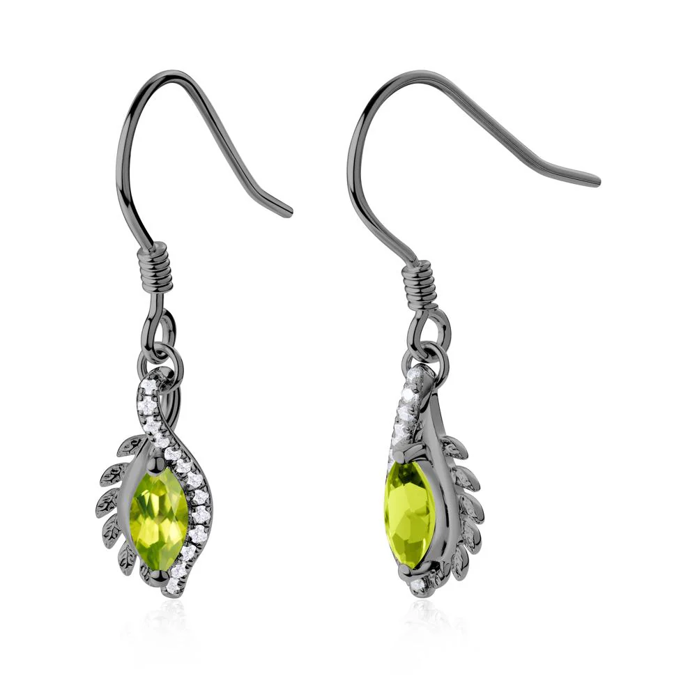 Peridot Leaf Vine Fish Hook Earrings - Image 4