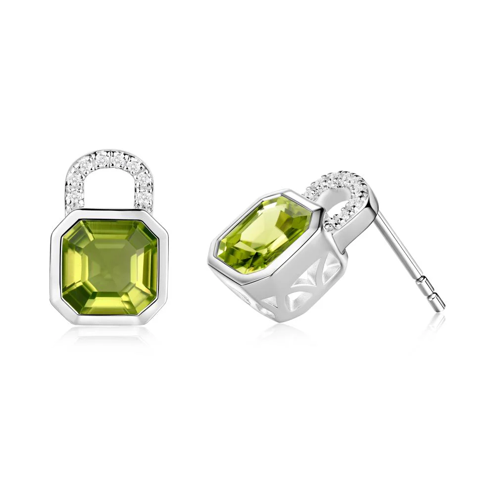 Peridot Lock Stud Earrings - Image 6