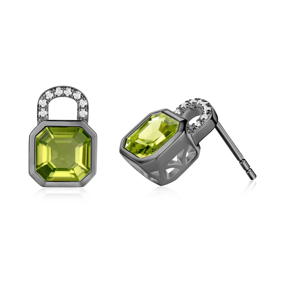 Peridot Lock Stud Earrings - Image 8