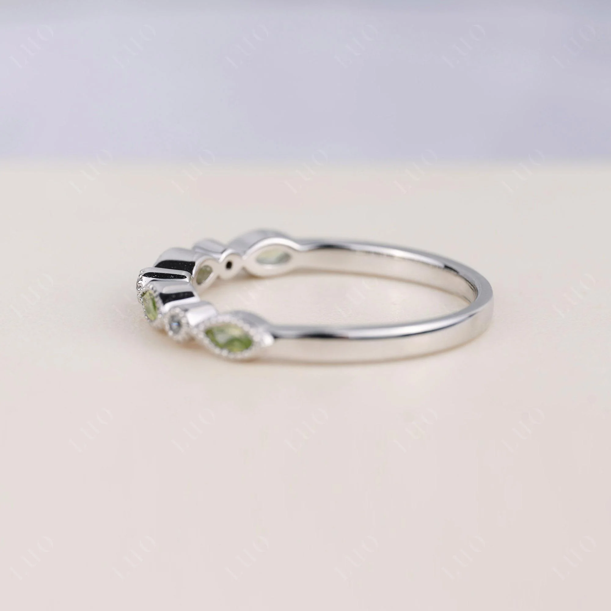 Peridot Milgrain Band Ring - Image 3