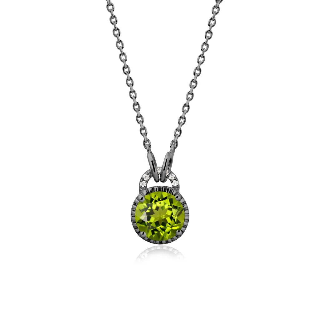 Peridot Necklace with Sculpted Halo