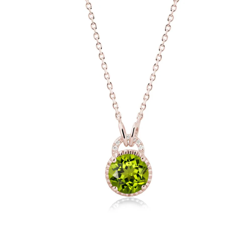 Peridot Necklace with Sculpted Halo - Image 2