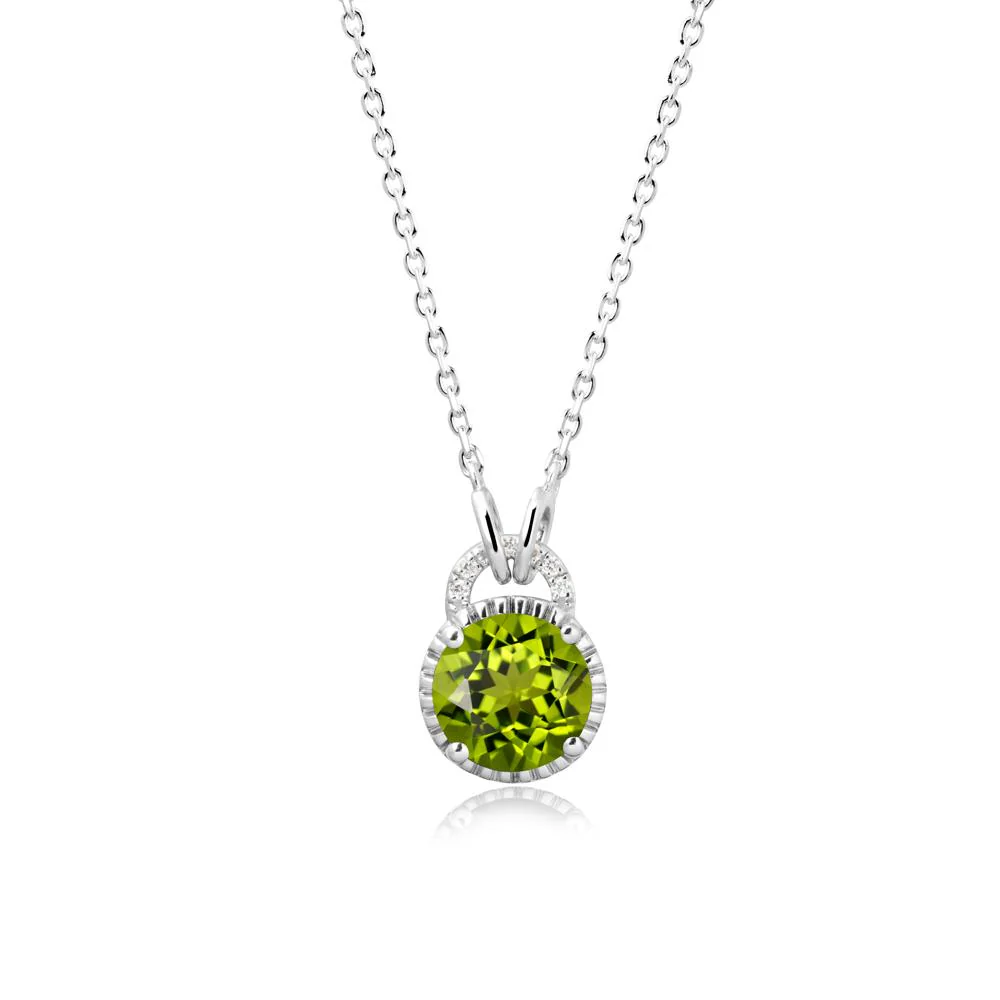 Peridot Necklace with Sculpted Halo - Image 3