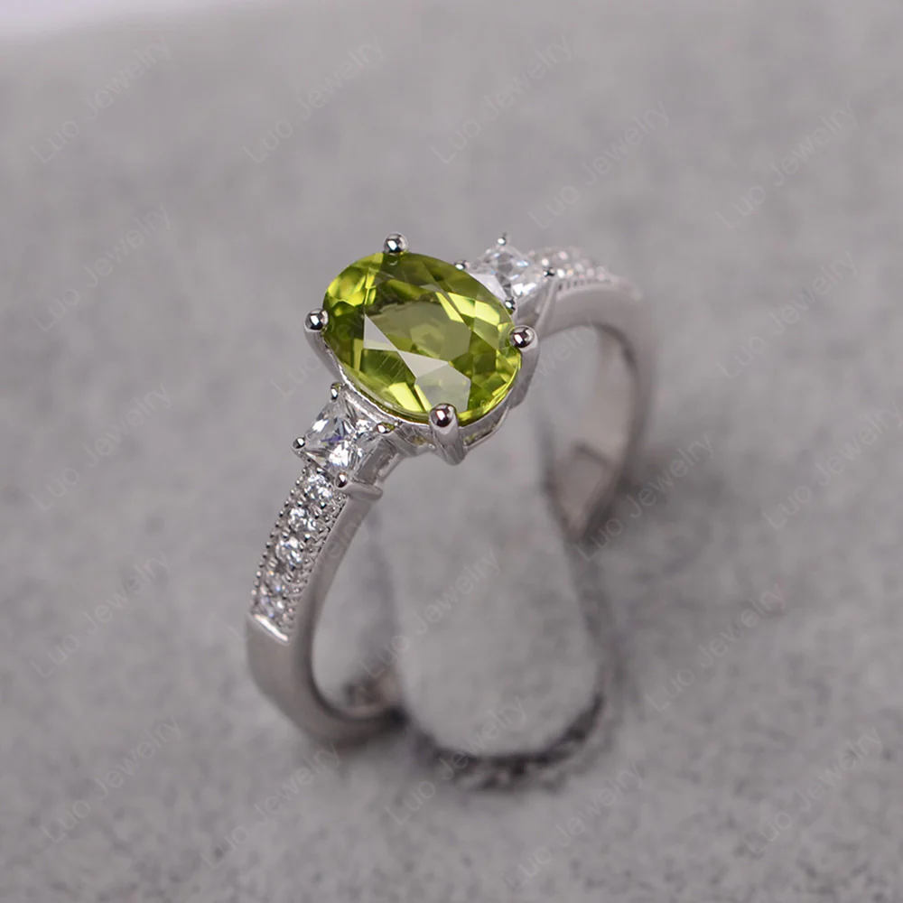 Oval Peridot Milgrain Statement Ring - Image 2