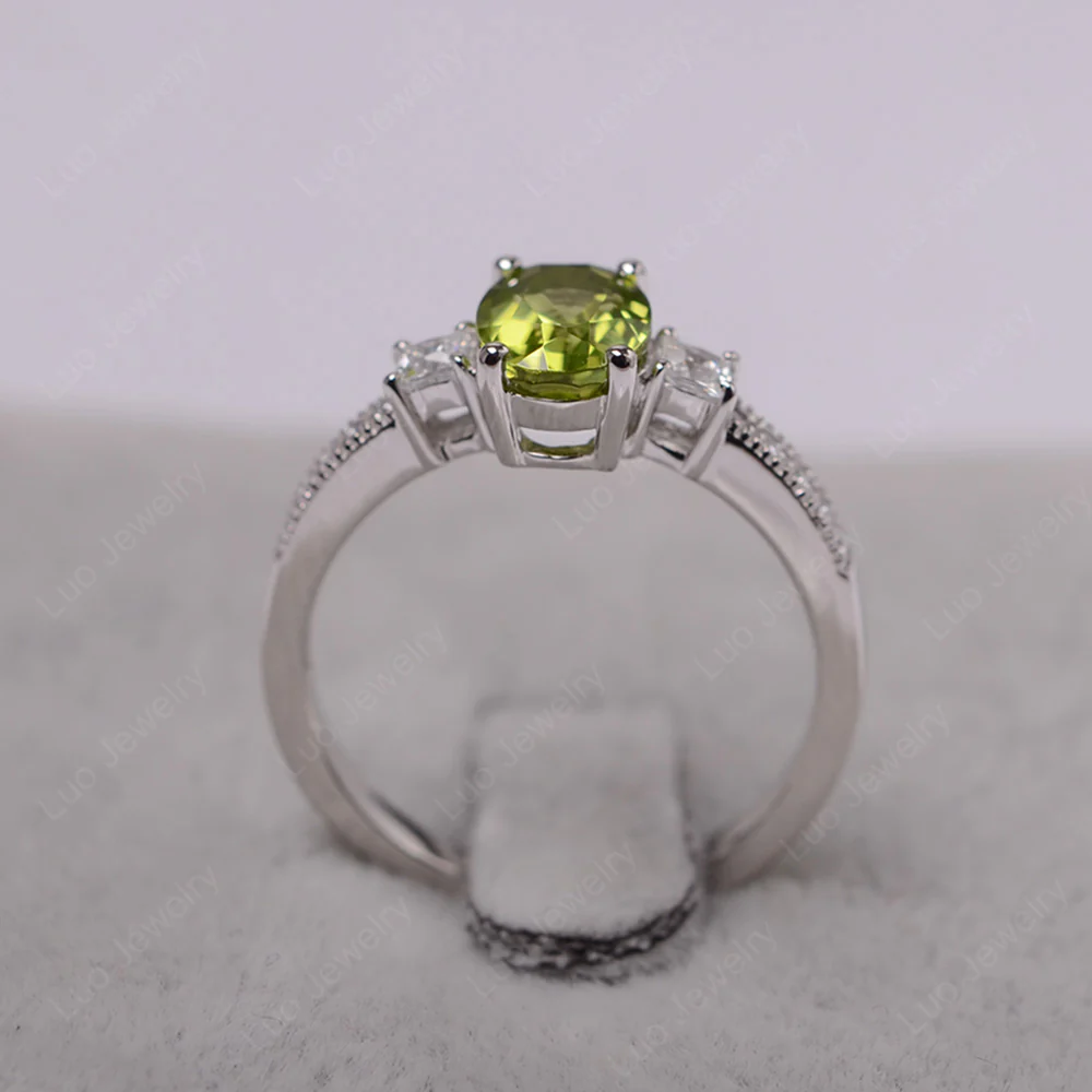 Oval Peridot Milgrain Statement Ring - Image 3