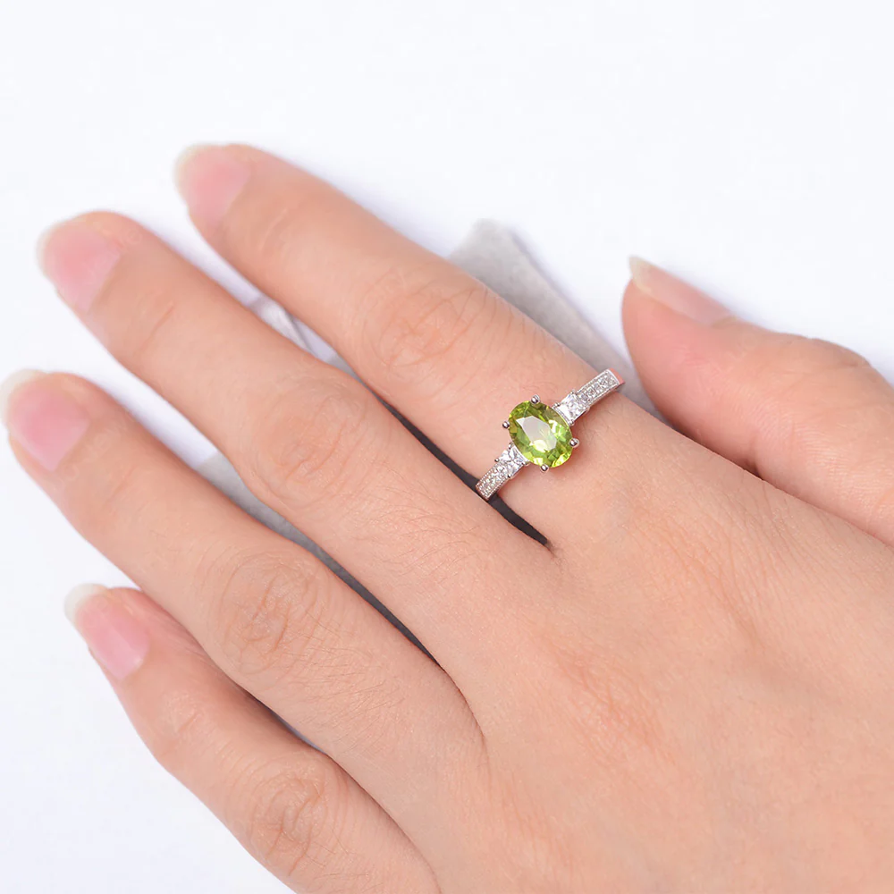 Oval Peridot Milgrain Statement Ring - Image 4