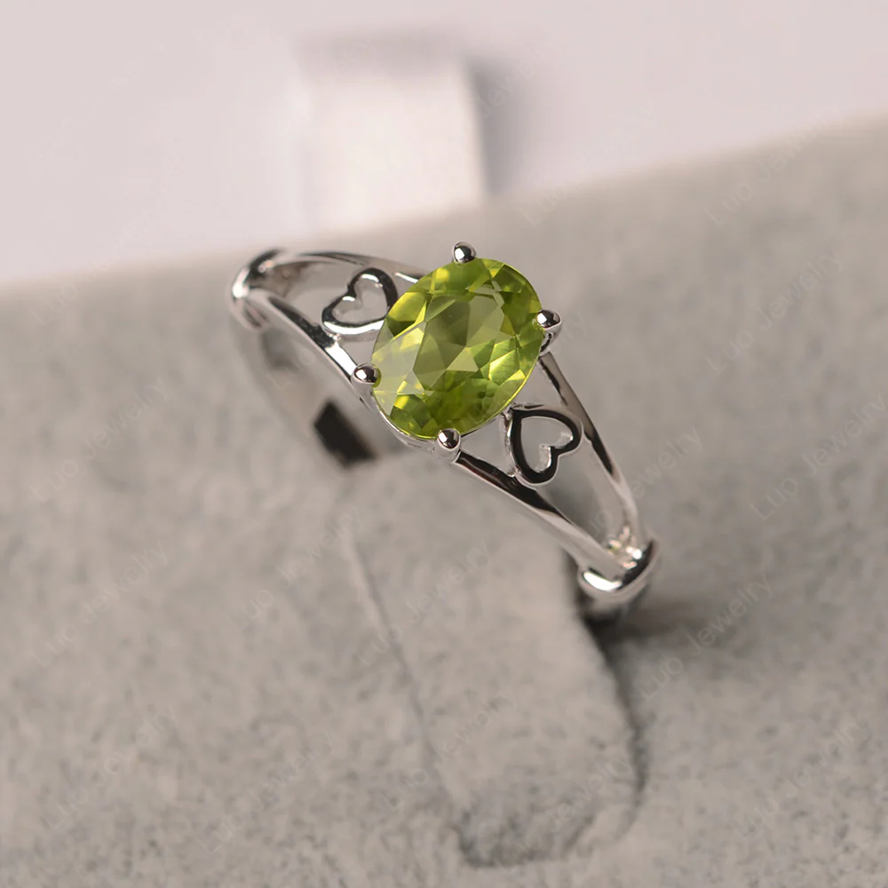 Peridot Oval Cut Solitaire Engagement Ring