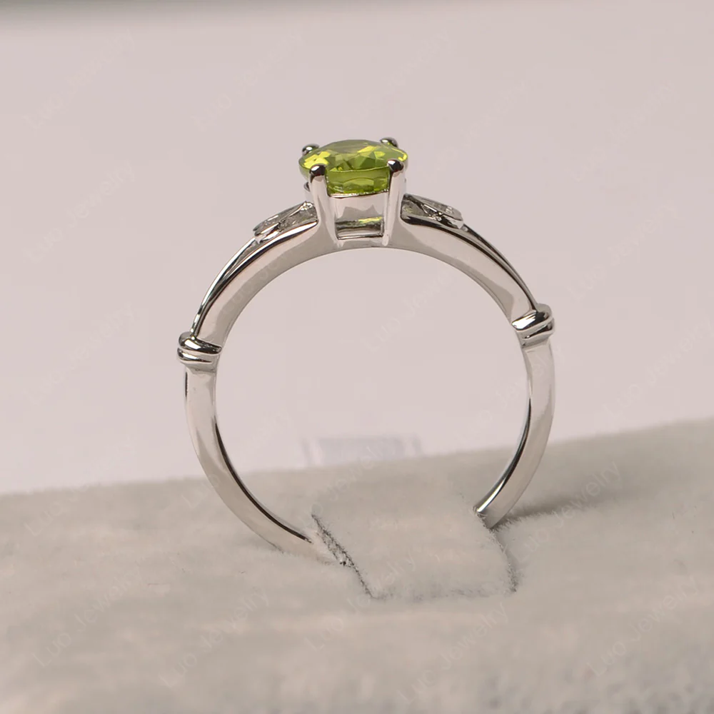 Peridot Oval Cut Solitaire Engagement Ring - Image 3