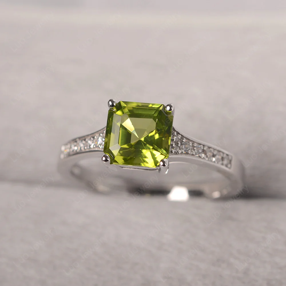 Peridot Asscher Cut Ring - Image 2