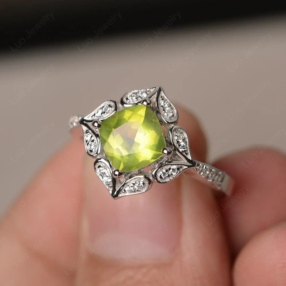Peridot Ring Cushion Cut Kite Set - Image 2