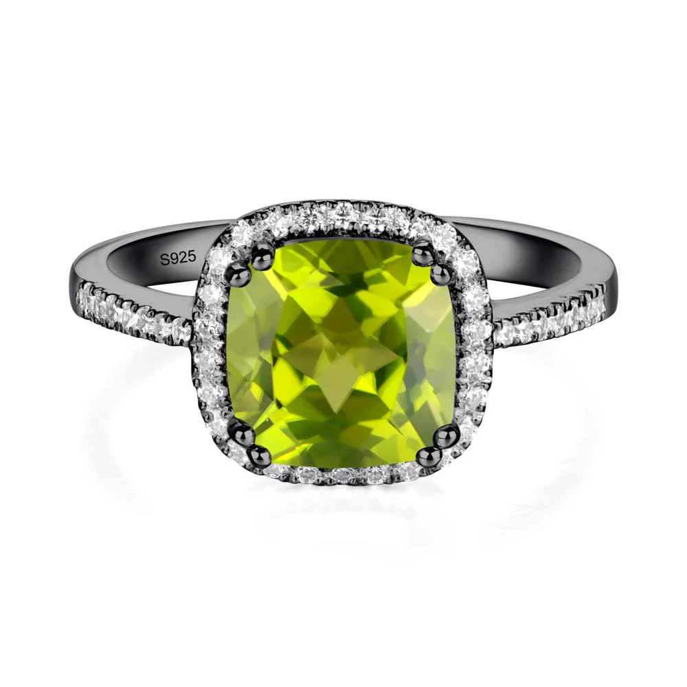 Cushion Cut Peridot Halo Ring - Image 7